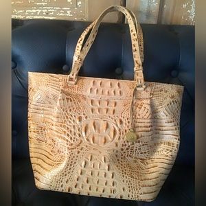 Brahmin Bag Purse Cream + Gold 14 X 11.5 X  5”